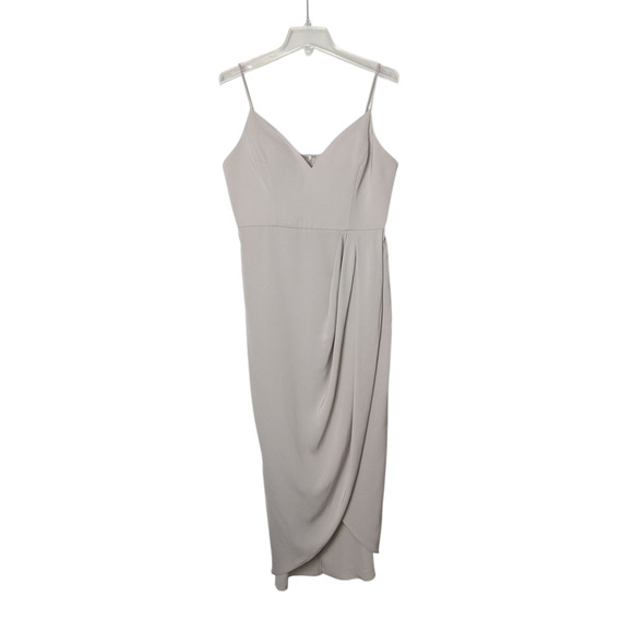 SHONA JOY Core Cocktail Draped Midi Dress Oyster 12 - Picture 2 of 13